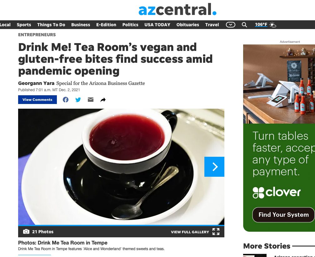 Drink Me! Tea Room in Arizona Republic