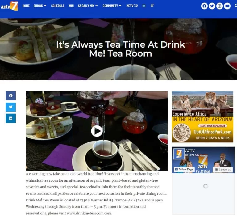 Read more about the article Drink Me! Tea Room featured on AZTV7 with Brad Perry!