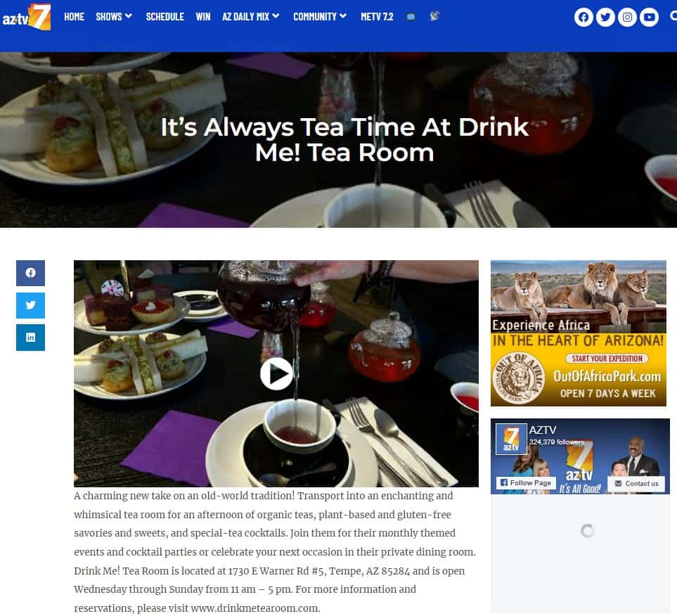 Drink Me! Tea Room featured on AZTV7 with Brad Perry!